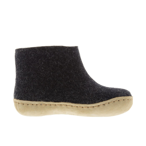 Glerups Childrens The Boot With Leather Sole Charcoal