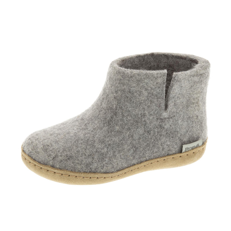 Glerups Childrens The Boot With Leather Sole Grey