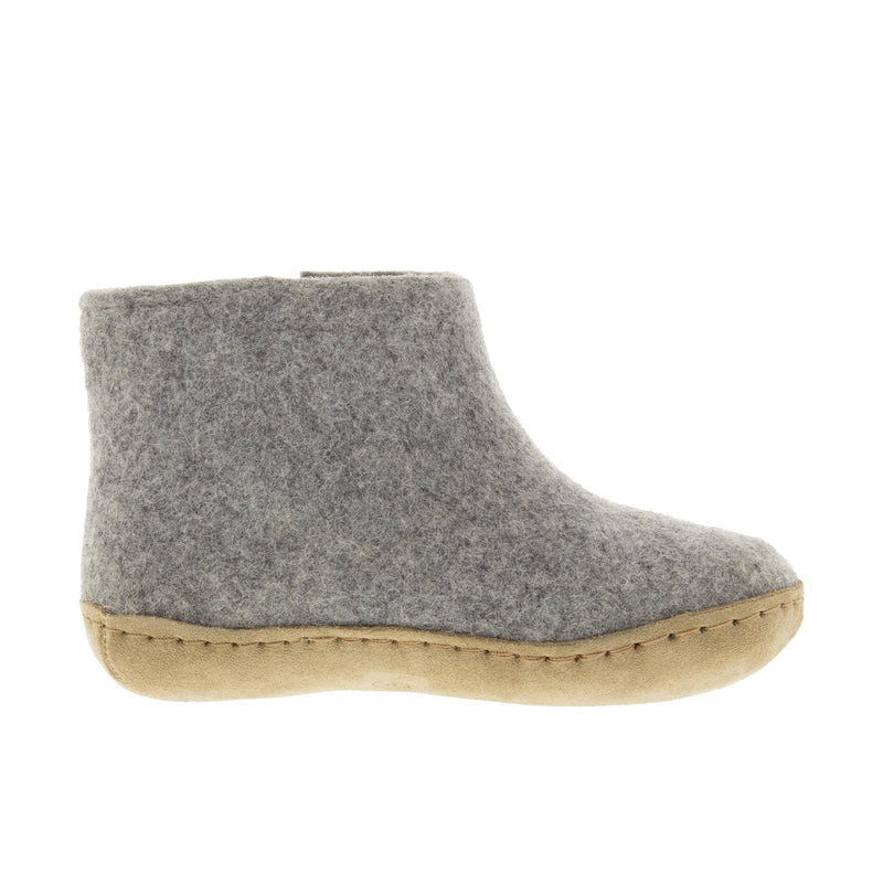 Glerups Childrens The Boot With Leather Sole Grey