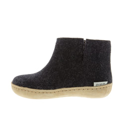 Glerups Childrens The Boot With Leather Sole Charcoal