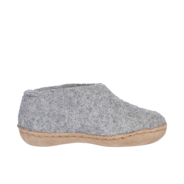 Glerups Childrens The Shoe With Leather Sole Grey