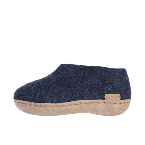 Glerups Childrens The Shoe With Leather Sole Denim