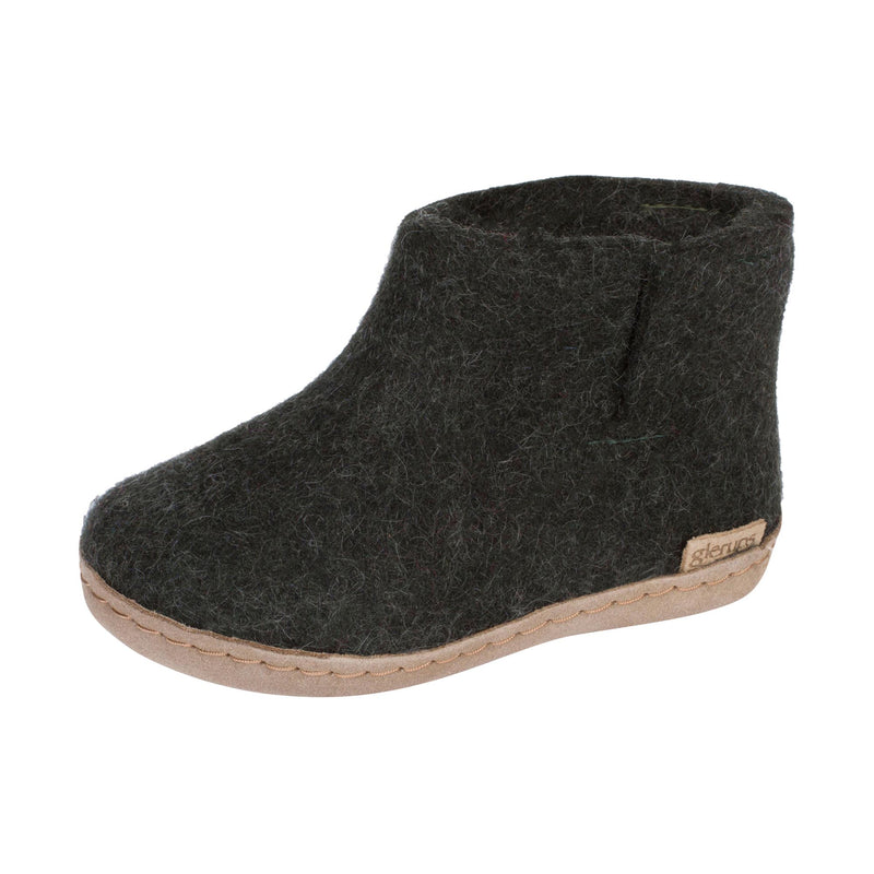 Glerups Childrens The Boot With Leather Sole Forest