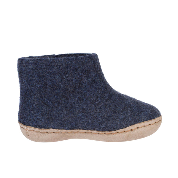 Glerups Childrens The Boot With Leather Sole Denim