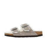 Birkenstock Womens Arizona Shearling Suede Leather Stone Coin Thumbnail 2