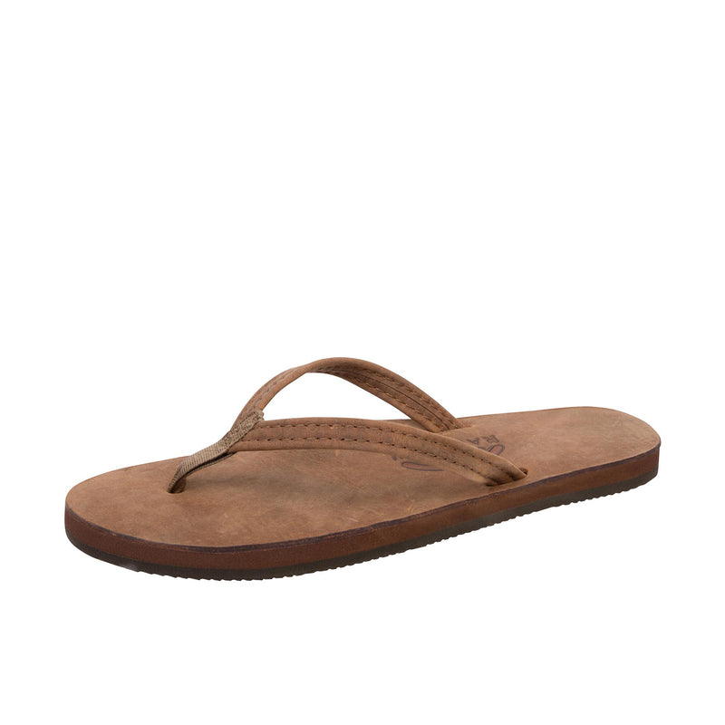 Rainbow Sandals Womens Luxury Leather Single Layer Arch Narrow Strap Nogales Wood