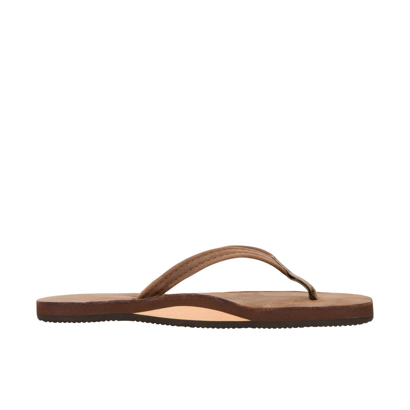 Rainbow Sandals Womens Luxury Leather Single Layer Arch Narrow Strap Nogales Wood