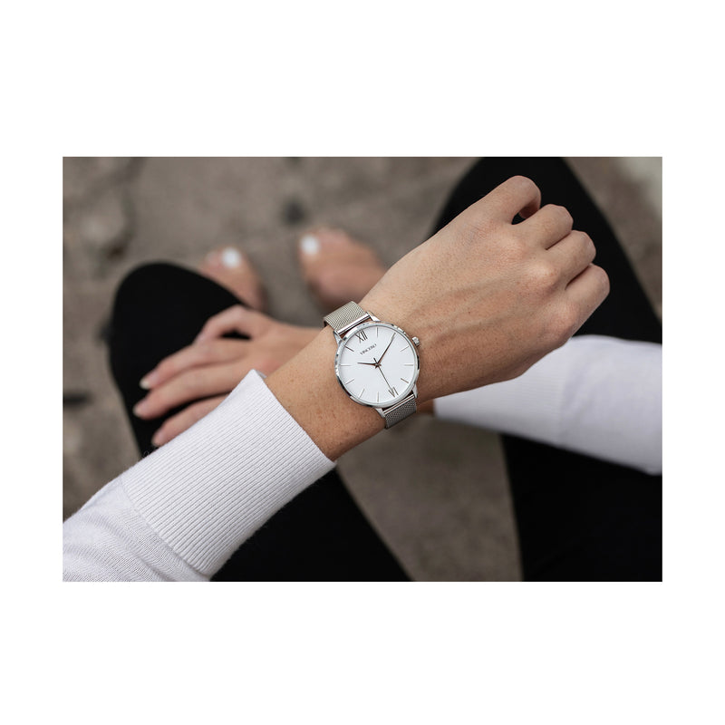 Vincero Womens Eros Mesh Silver + White