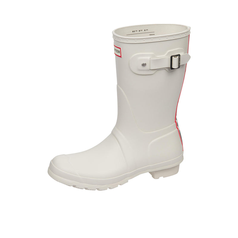 Hunter Womens Original Short Hunter Tri Colour Logo Backstrap Boot White Willow