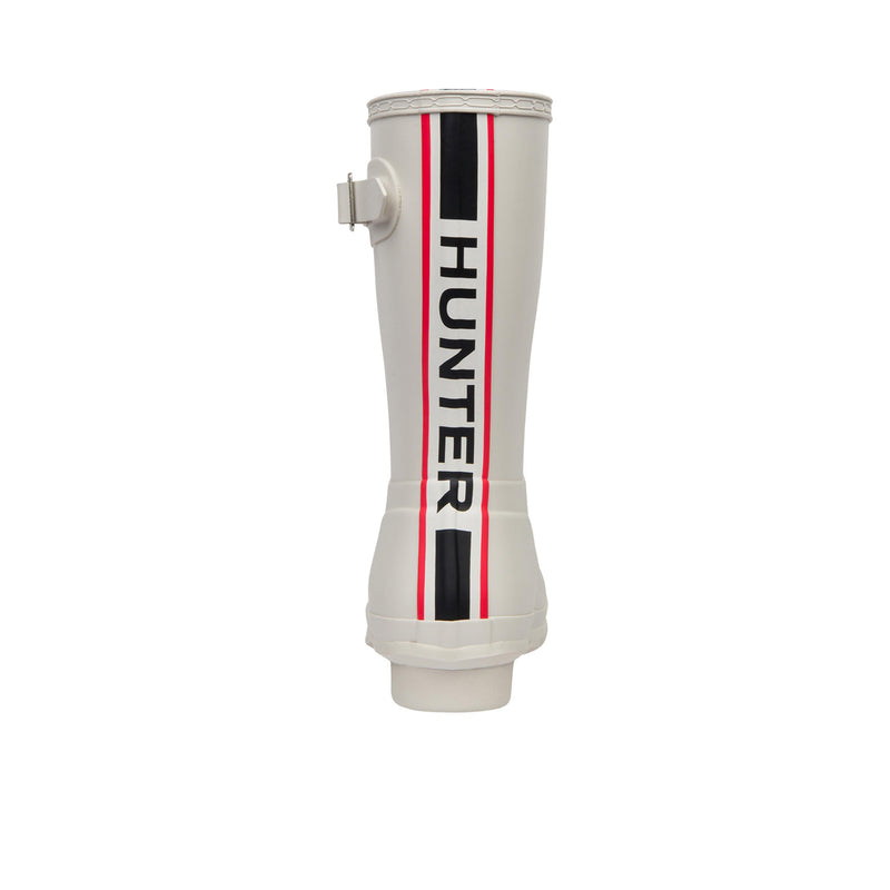 Hunter Womens Original Short Hunter Tri Colour Logo Backstrap Boot White Willow