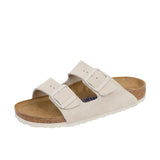 Birkenstock Womens Arizona Soft Footbed Suede Antique White Thumbnail 6