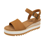 TOMS Womens Diana Leather Wedge Sandal Tan Thumbnail 6