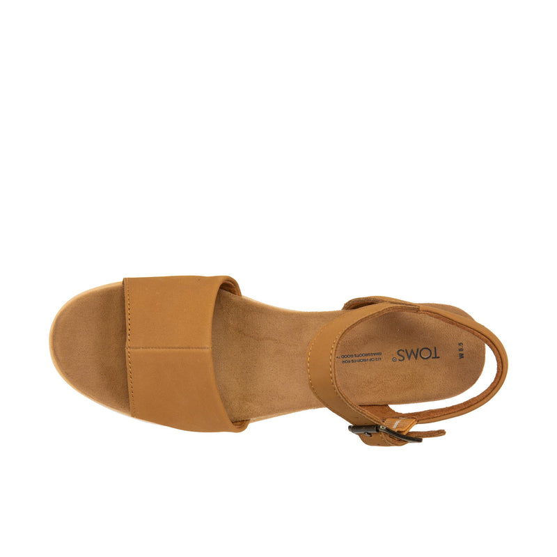 TOMS Womens Diana Leather Wedge Sandal Tan
