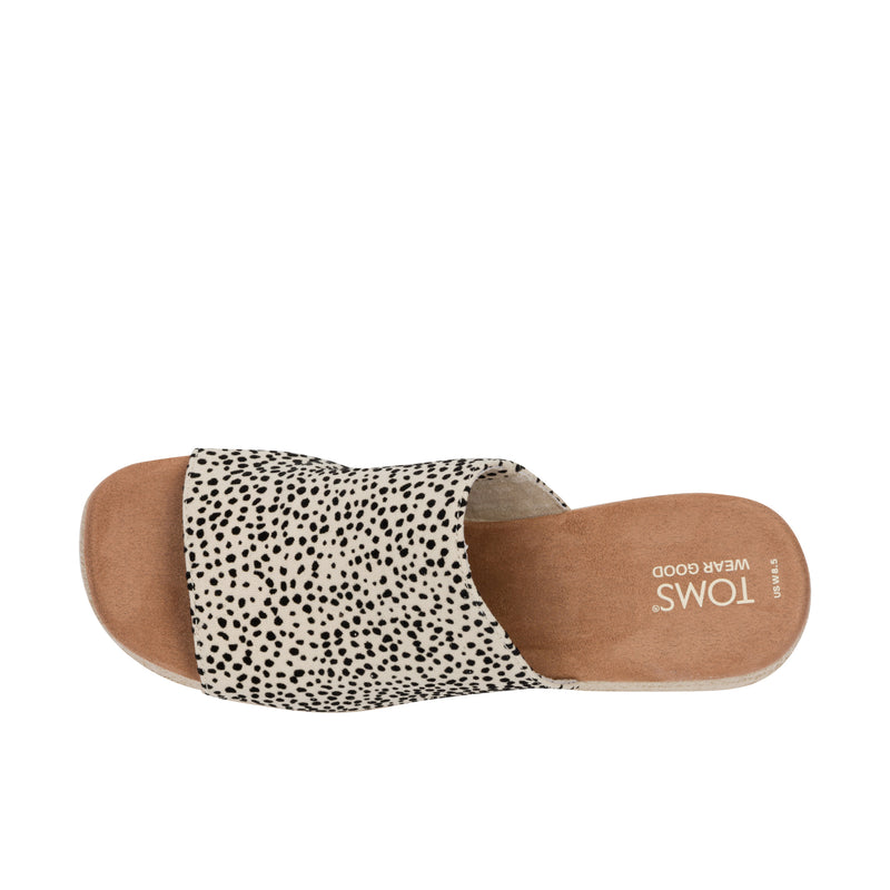 TOMS Womens Laila Platform Mule Fog Flocked Mini Cheetah