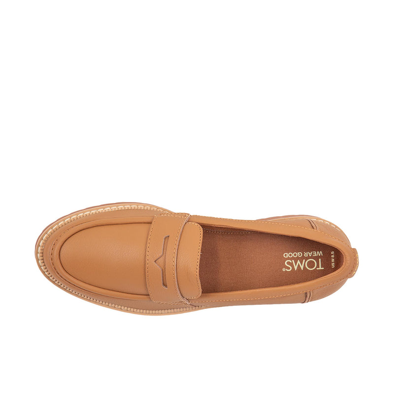 TOMS Womens Cara Leather Loafer Tan