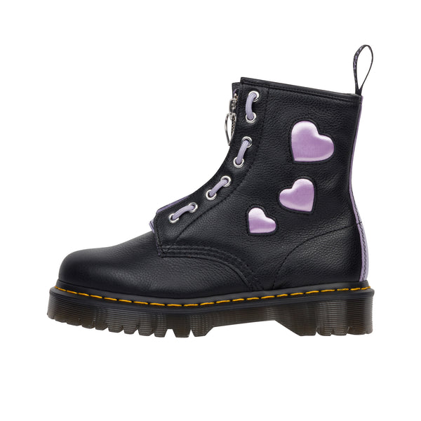 Dr Martens Womens 1460 Zip Heart Virginia Black/Frosted Lavender